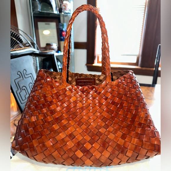 Dragon Diffusion Handbags - Dragon Diffusion Woven Leather Satchel in Warm Brown